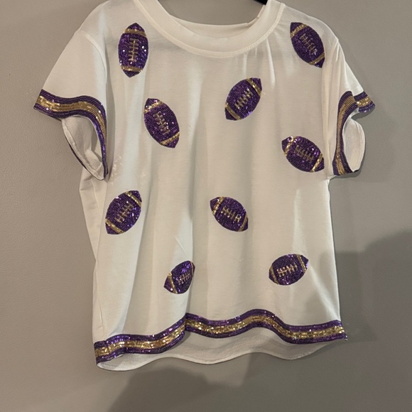 Mary Square White and Purple and gold Football Print Lounge Set - Picture 2 of 6